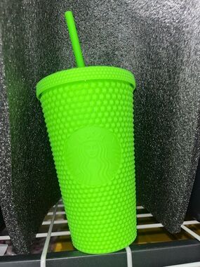 Starbucks Neon Lime Textured Reusable Cup with Straw NWT
